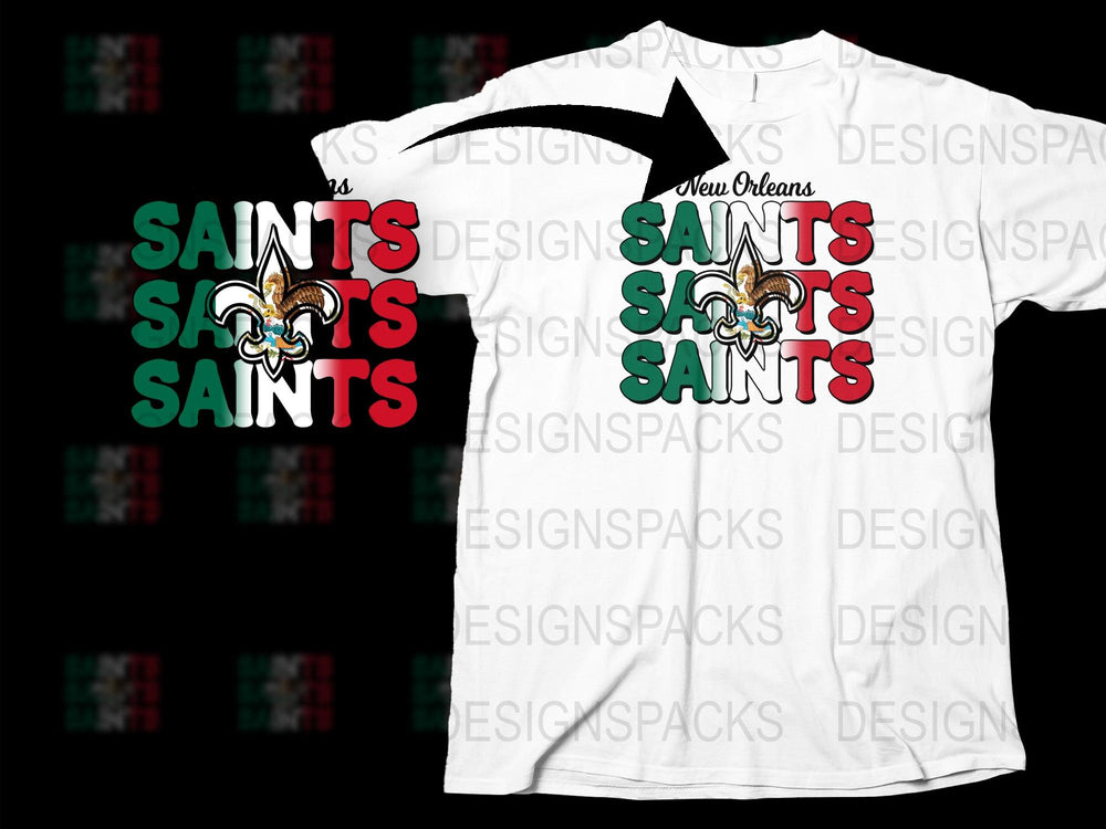 New Orleans Saints T-Shirt, NFL Team Logo Graphic Tee, White Cotton Shirt