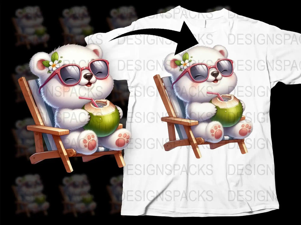 Cute Panda T-Shirt, Tropical Beach Vacation, Kids Summer Fashion, Coconut Drink Graphic Tee