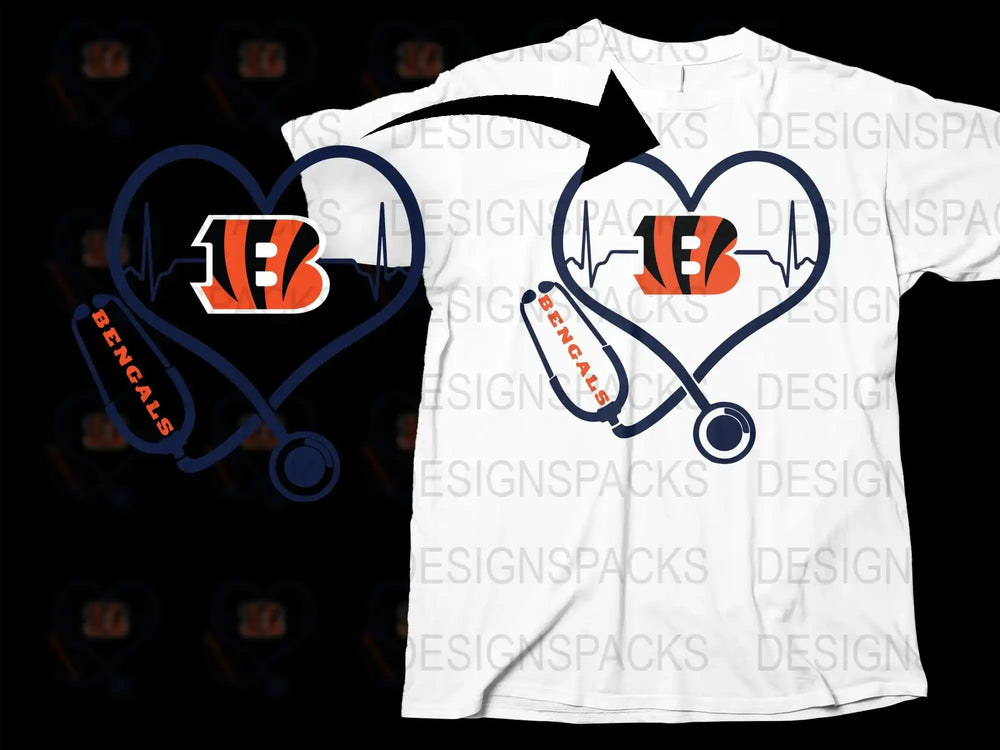 Cincinnati Bengals Heartbeat T-Shirt, Sports Team Fan Gear, NFL Football Love Tee, Unique Gift Idea