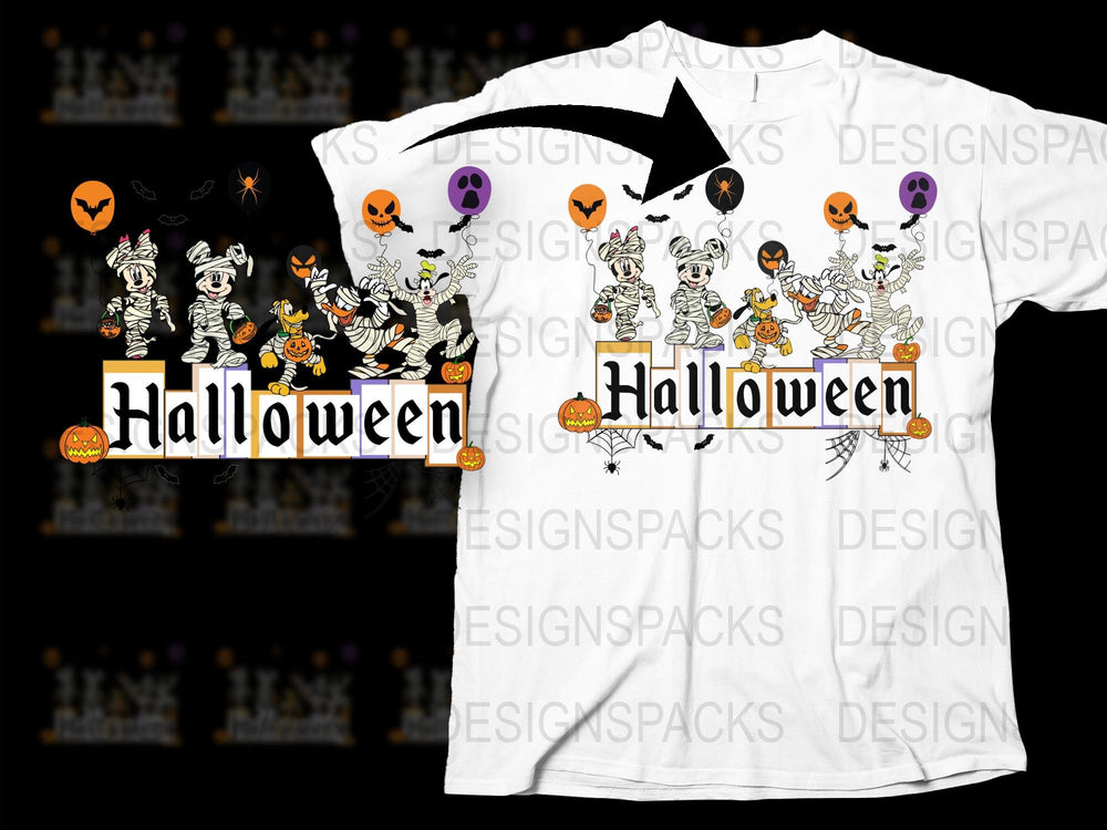 Halloween T-Shirt, Cute Ghosts and Pumpkins, Vintage Style Spooky Apparel, Men's and Women's Sizes Available