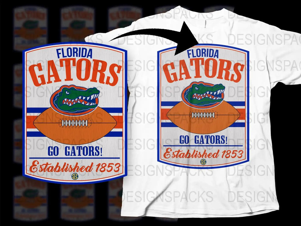Florida Gators T-Shirt, Football Fan Apparel, Go Gators, College Sports Tee, Established 1853, Orange and Blue