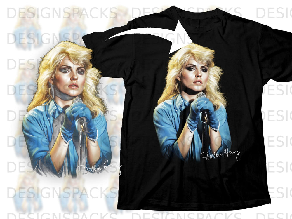 Black t-shirt with Debbie Harry artwork and signature.