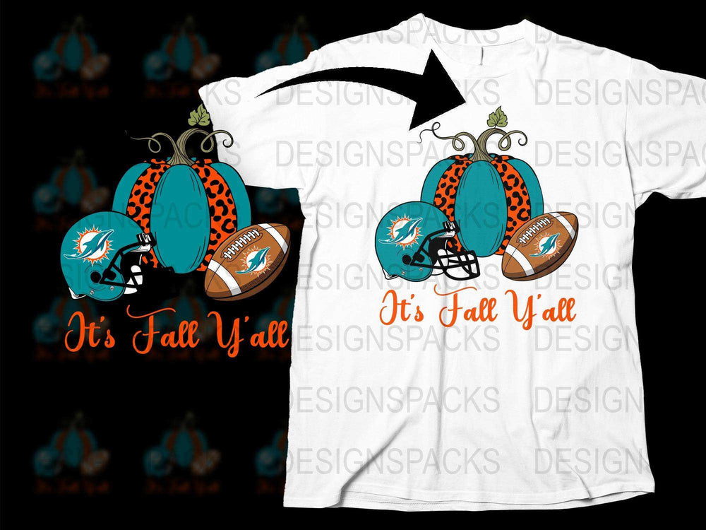Fall Season Miami Football T-Shirt, It’s Fall Y’all Quote, Pumpkin Graphic Tee, Sports Fan Apparel, Casual Wear