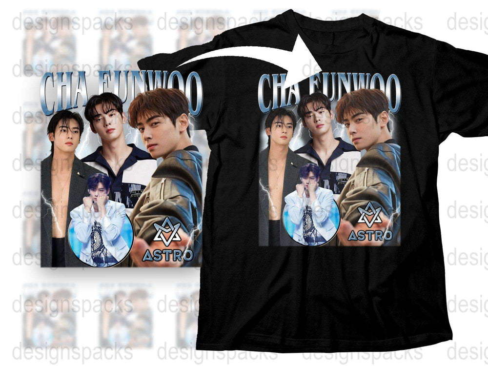 ASTRO Cha Eunwoo Fan T-Shirt, K-Pop Idol Graphic Tee, Casual Streetwear, Music Band Merchandise, Trendy Pop Culture Apparel