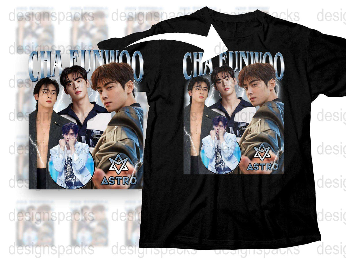 ASTRO Cha Eunwoo Fan T-Shirt, K-Pop Idol Graphic Tee, Casual Streetwear, Music Band Merchandise, Trendy Pop Culture Apparel
