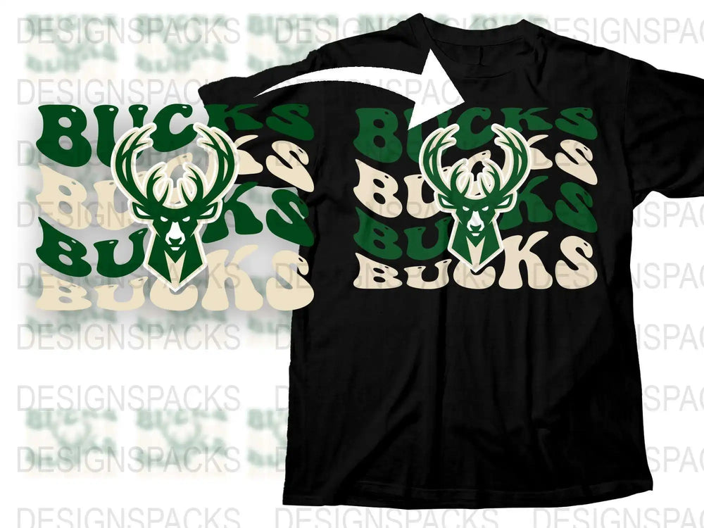 Milwaukee Bucks Inspired T-Shirt, Green Deer Logo, Sports Fan Apparel, Basketball Team Shirt