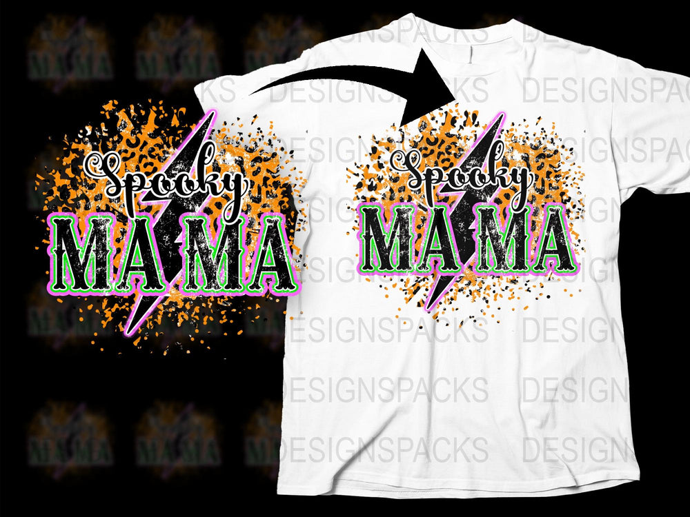 Spooky Mama Halloween T-Shirt, Colorful Splatter Design, Witchy Mom Graphic Tee, Fall Festival Apparel