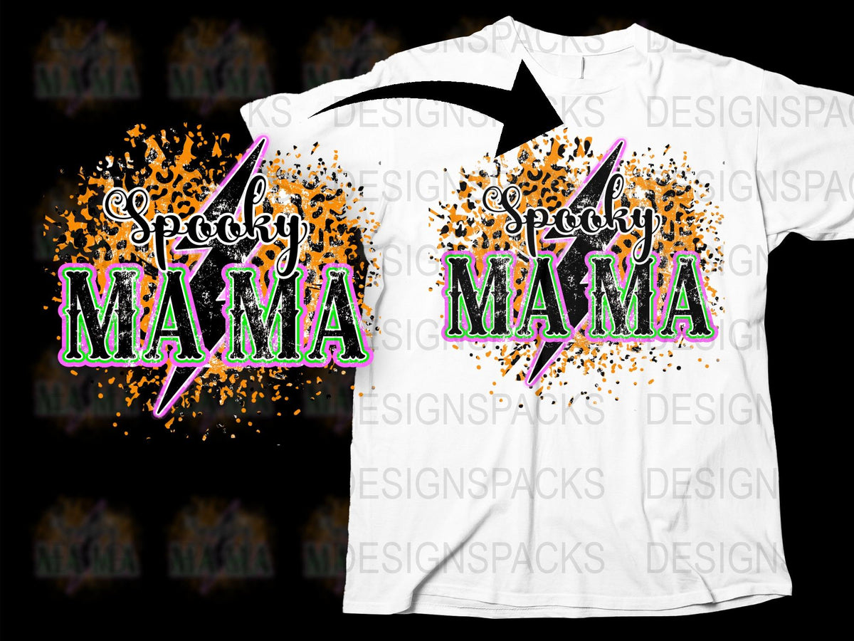 Spooky Mama Halloween T-Shirt, Colorful Splatter Design, Witchy Mom Graphic Tee, Fall Festival Apparel