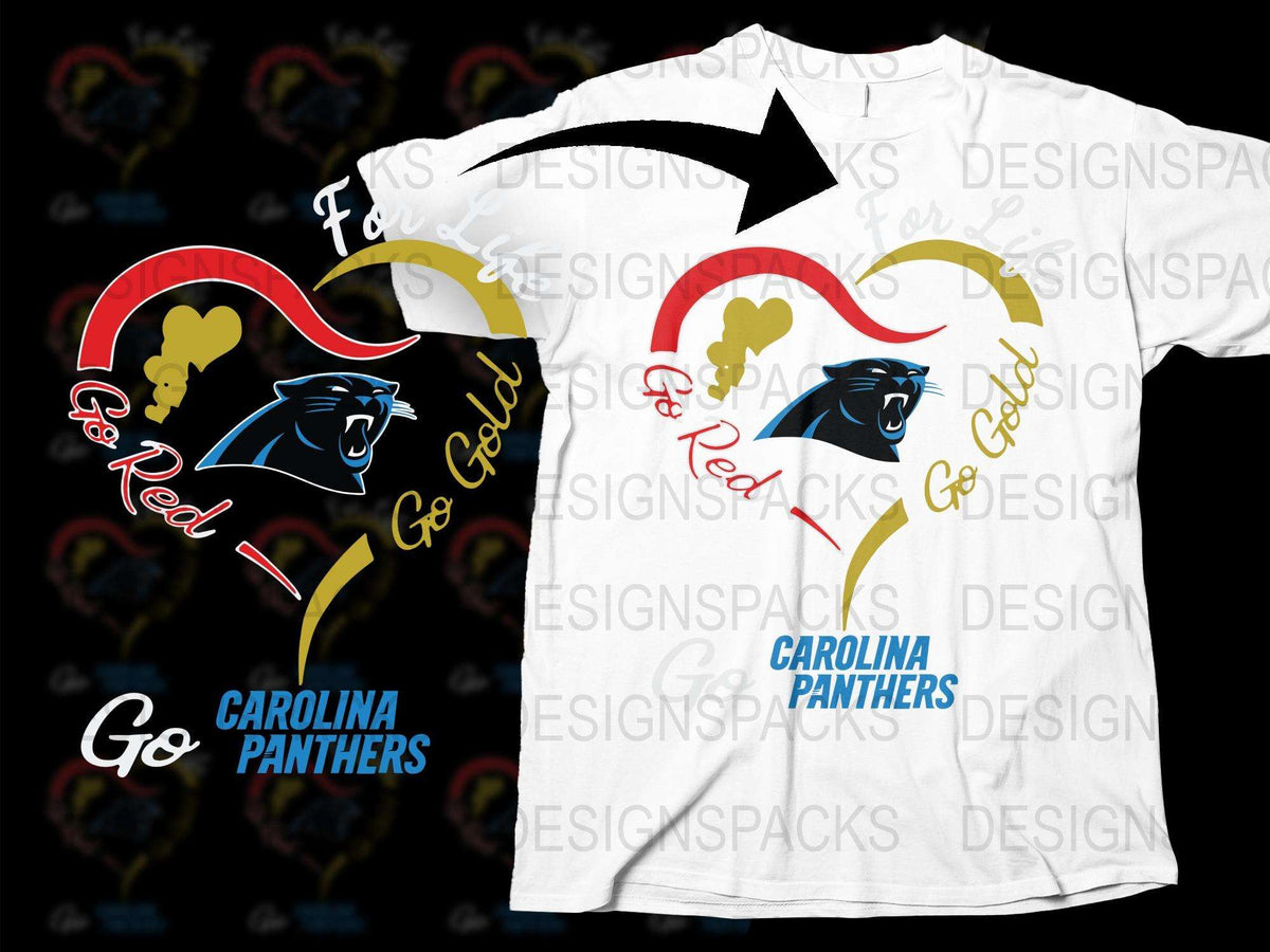 Carolina Panthers T-Shirt, Team Spirit Football Tee, Go Red Go Gold Design, Sports Fan Apparel