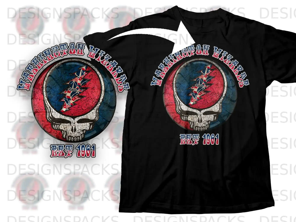 Washington Wizards EST 1961 Skull Graphic T-Shirt