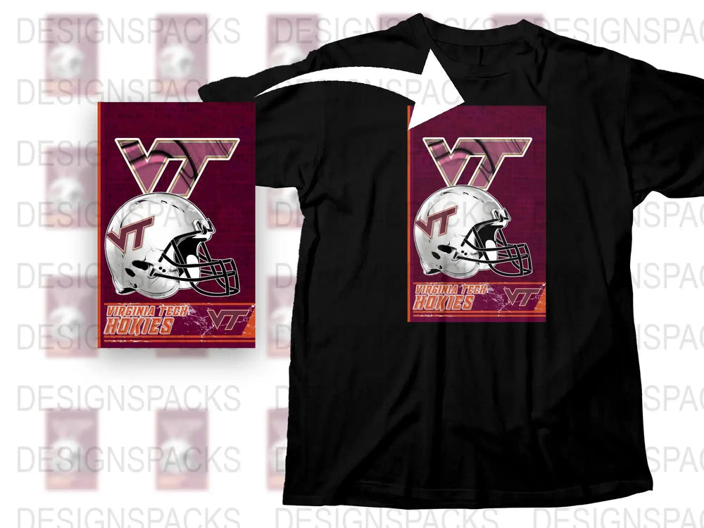 Virginia Tech Hokies Football Team Graphic T-Shirt, Maroon Sports Apparel, College Fan Gear
