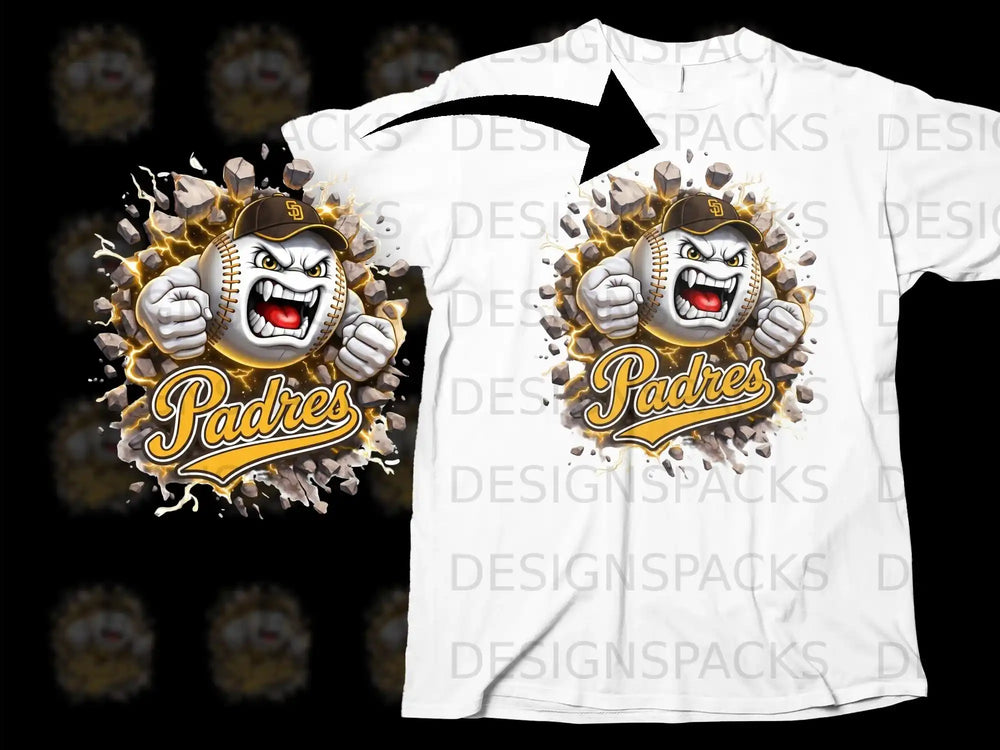 Fierce Baseball Character Padres Graphic T-Shirt