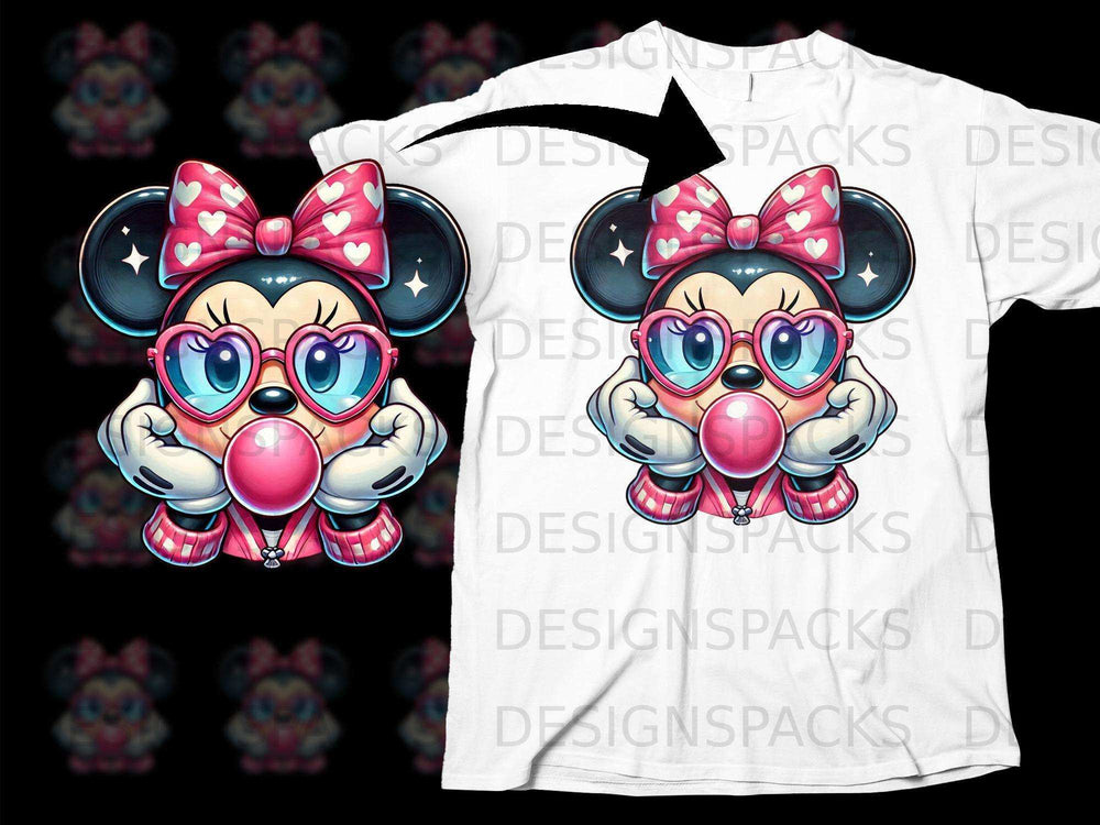 Cute Cartoon Character with Heart Glasses T-shirt