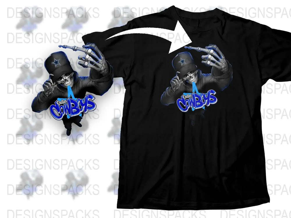 Dallas Cowboys Inspired Fan T-Shirt, Unisex Hip Hop Style Graphic Tee, Casual Sports Apparel