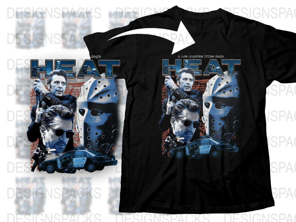 Heat Movie Graphic T-Shirt, Vintage Action Film Tee, Retro Al Pacino, Robert De Niro Shirt