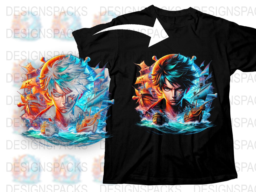 Vibrant Anime Themed T-Shirt, Colorful Warrior Design, Unisex Graphic Tee, Fantasy Art Clothing