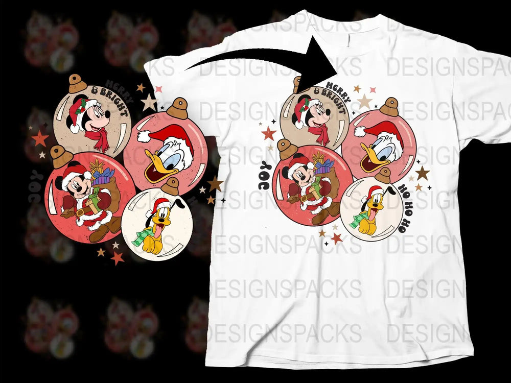Christmas Themed T-Shirt with Santa and Reindeer Cartoon, Holiday Festive Apparel for All Ages