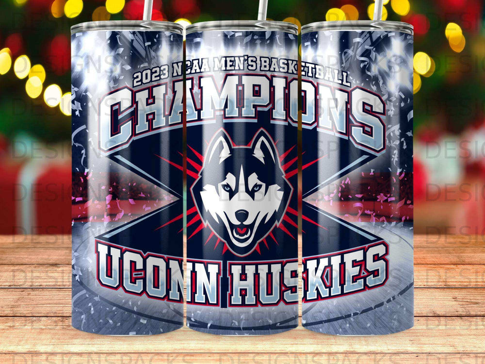 UConn Huskies 2023 NCAA Men's Basketball Champions tumbler design.