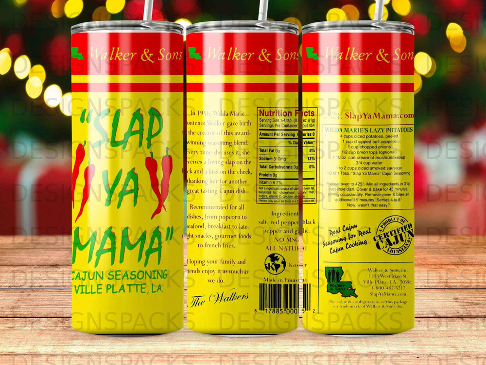 Slap Ya Mama Cajun Seasoning blend with recipe and nutrition information.