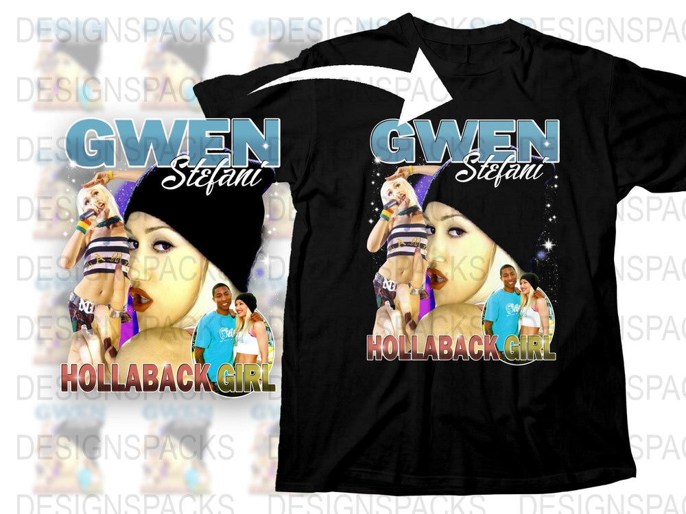 Gwen Stefani Hollaback Girl Inspired Graphic T-Shirt, Vintage Style Pop Music Tee, Fan Merchandise, Retro 2000s Fashion Top