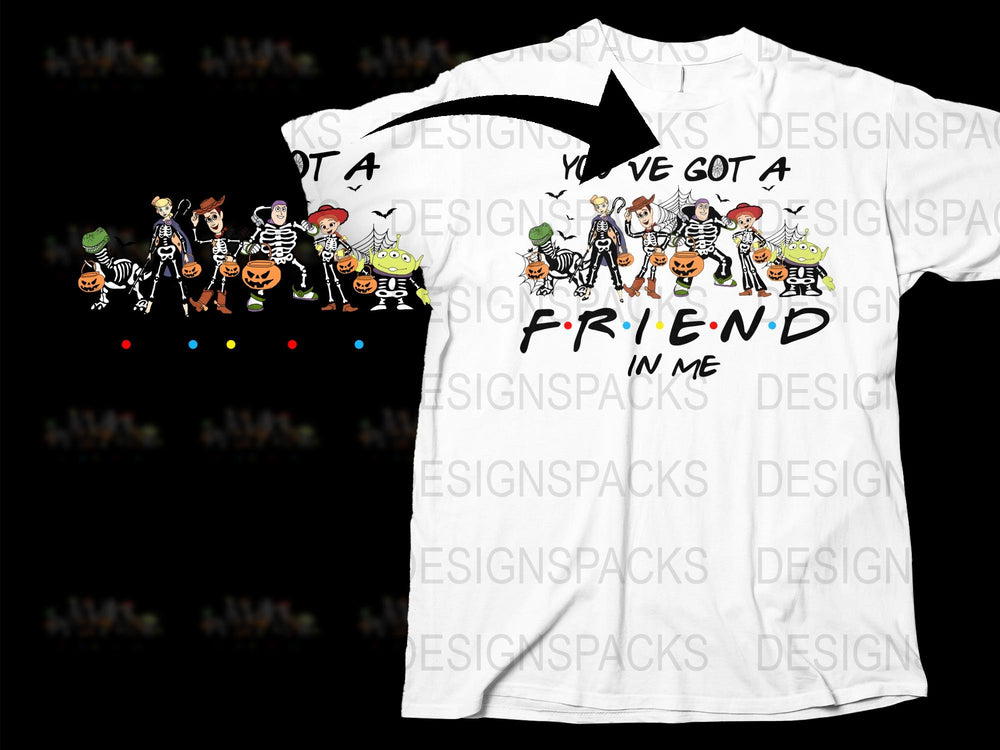 Toy Story Inspired T-Shirt, You've Got A Friend In Me, Cartoon Characters, Kids and Adult Sizes, Unisex Cotton Tee