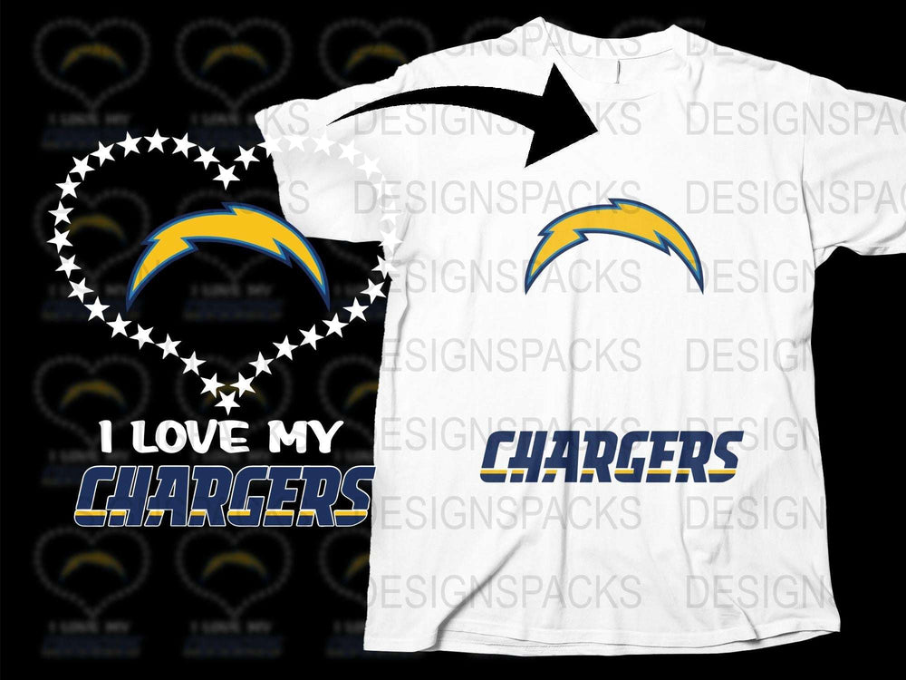 I Love My Chargers Football Fan T-Shirt, Sports Team Graphic Tee, Game Day Apparel, Unisex Fashion Shirt