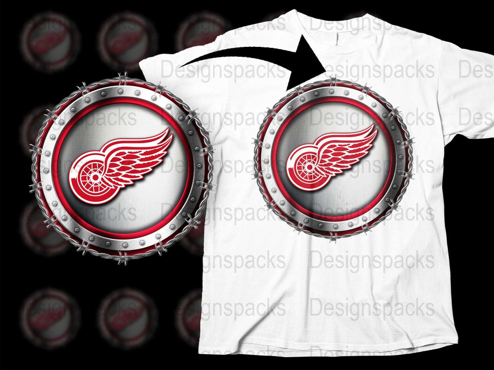 Detroit Hockey Team Inspired T-Shirt, Red Wing Wheel Logo, Fan Sportswear, Unisex Graphic Tee, Casual Fashion