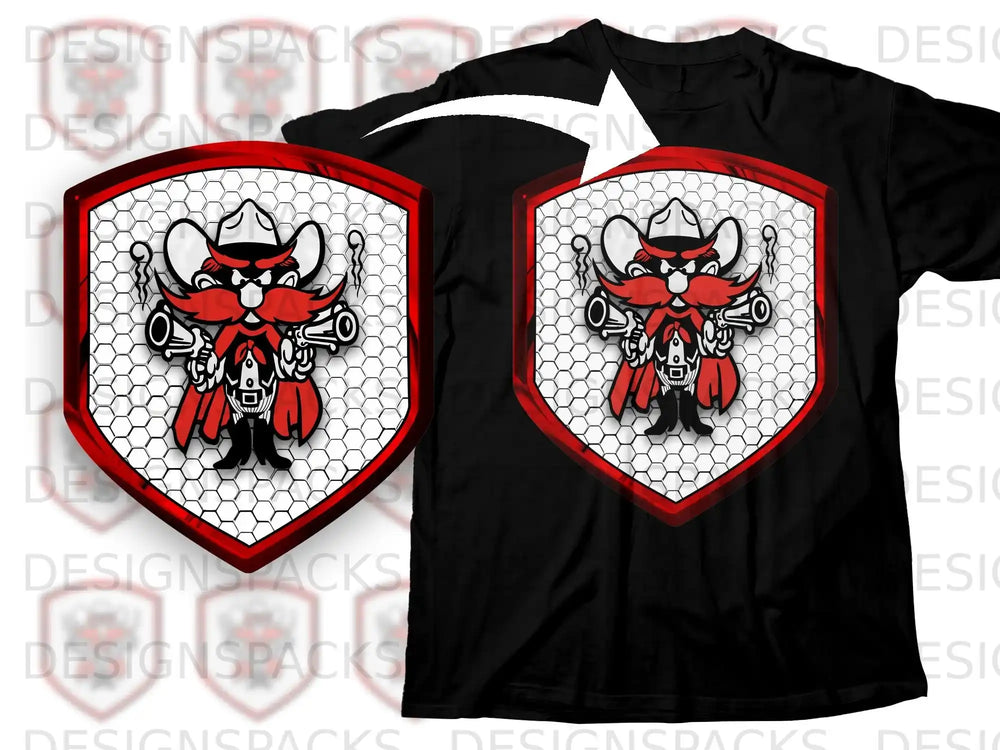 Bold Cowboy Mascot Hexagon Badge Theme Shirt