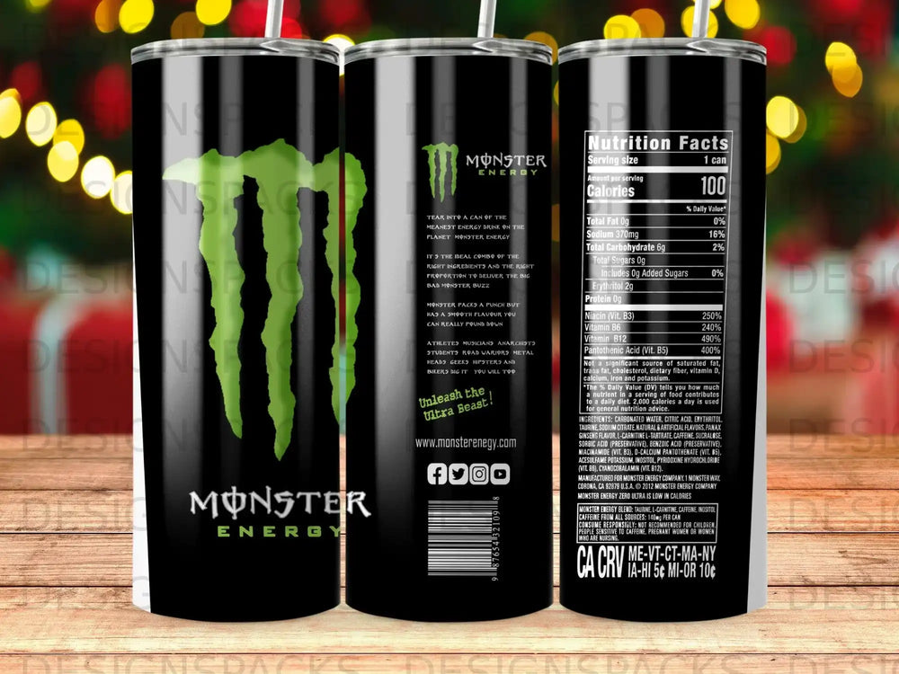 Monster Energy Zero Ultra can with nutrition facts and ingredient list.