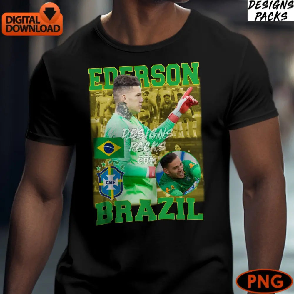 Ederson Brazil Goalkeeper Digital Art Instant Download Soccer Fan Gift Vibrant
