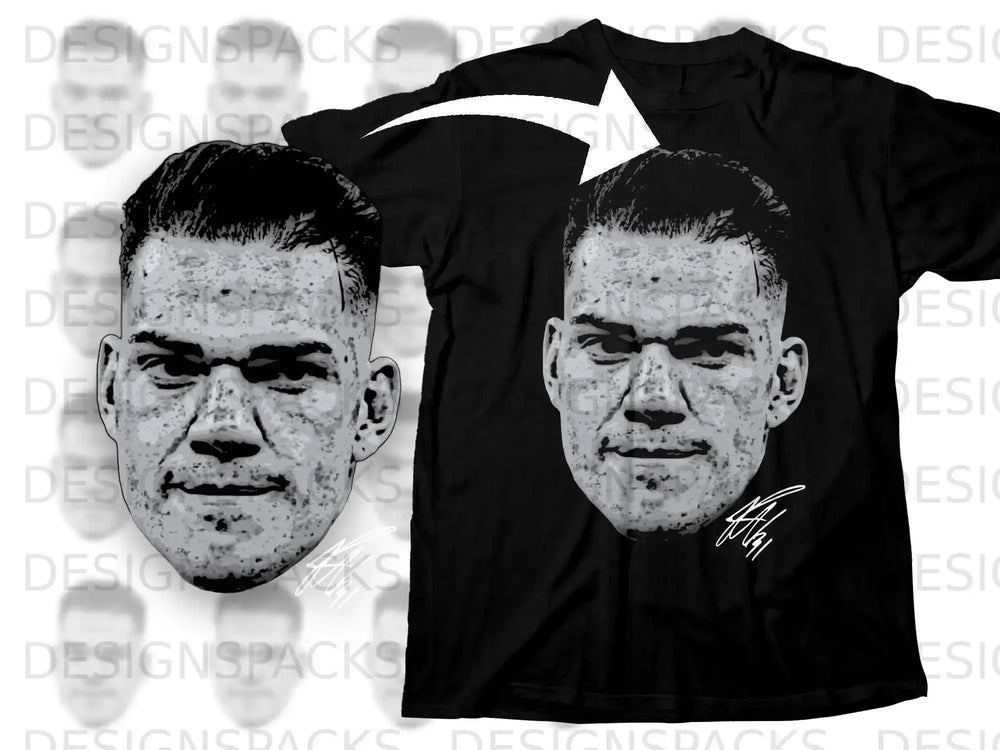 Bold Portrait Graphic Tee with Signature Design