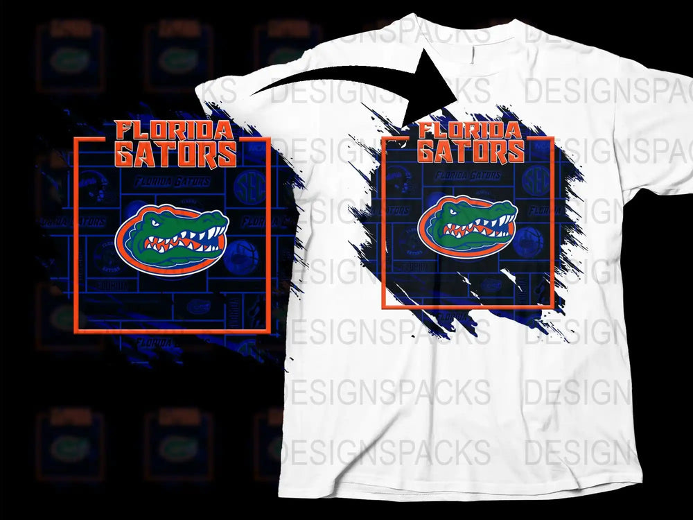 Florida Gators T-Shirt, College Sports Team Apparel, Graphic Tee, White and Orange, Fan Gear