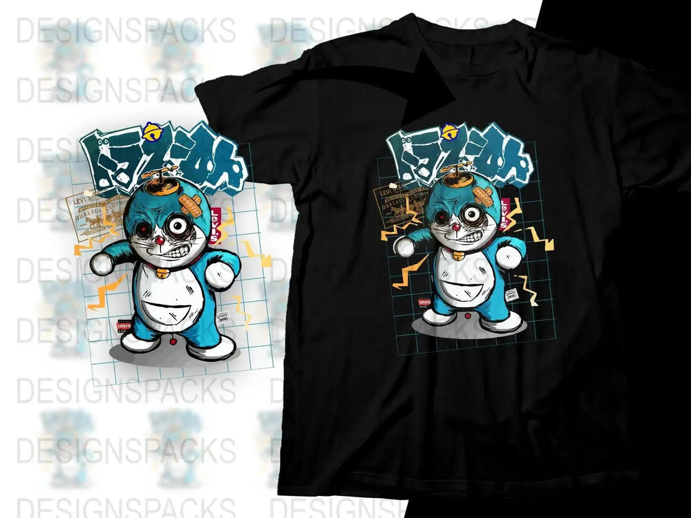 Edgy Cartoon Character Doraemon Graphic Png Digital Download