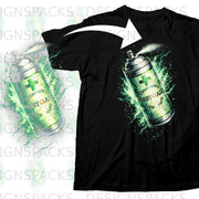 Black t-shirt with a spray can graphic featuring "First Aid" and a green cross.