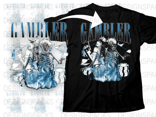 Edgy Gambler Skeleton Poker Graphic Png Digital Download