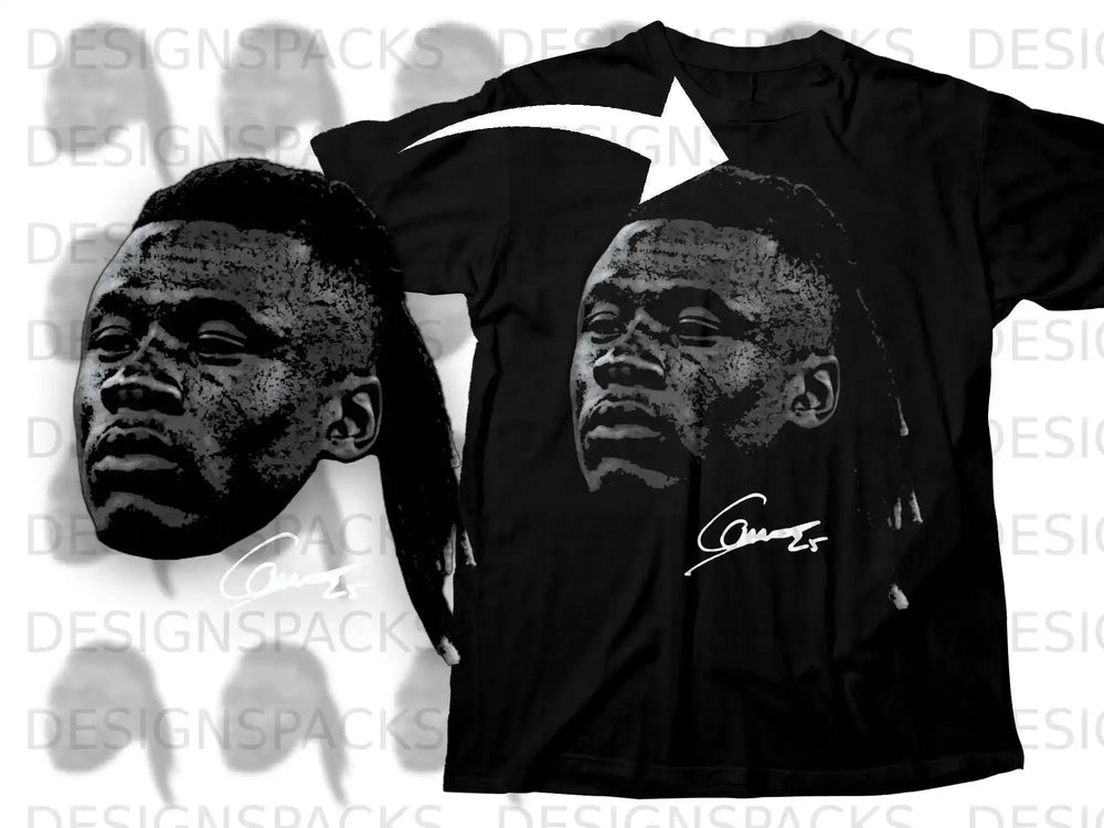 Monochrome Portrait Design with Signature Shirt