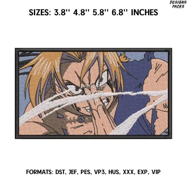 Edward Elric Embroidery Design File, Fullmetal Alchemist Anime Embroidery Design,.