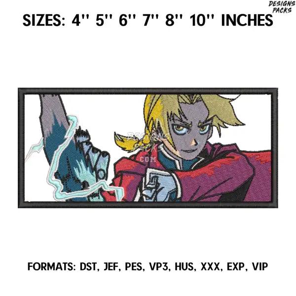 Edward Embroidery design file. Fullmetal Alchemist Anime embroidery pattern. Digital design download, Anime Pes Design