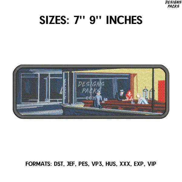 Edward Hopper - Nighthawks Embroidery Design File Pes, Art Embroidery design, Art Design