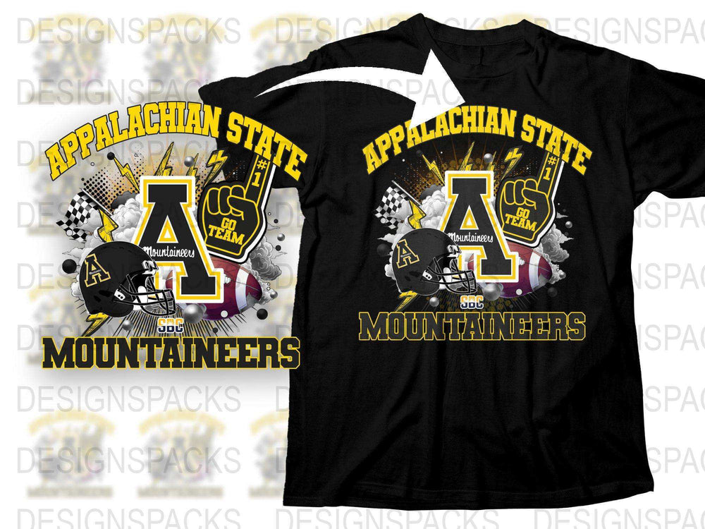 Appalachian State Mountaineers T-Shirt, College Football Graphic Tee, Sports Fan Apparel, Black Cotton Shirt