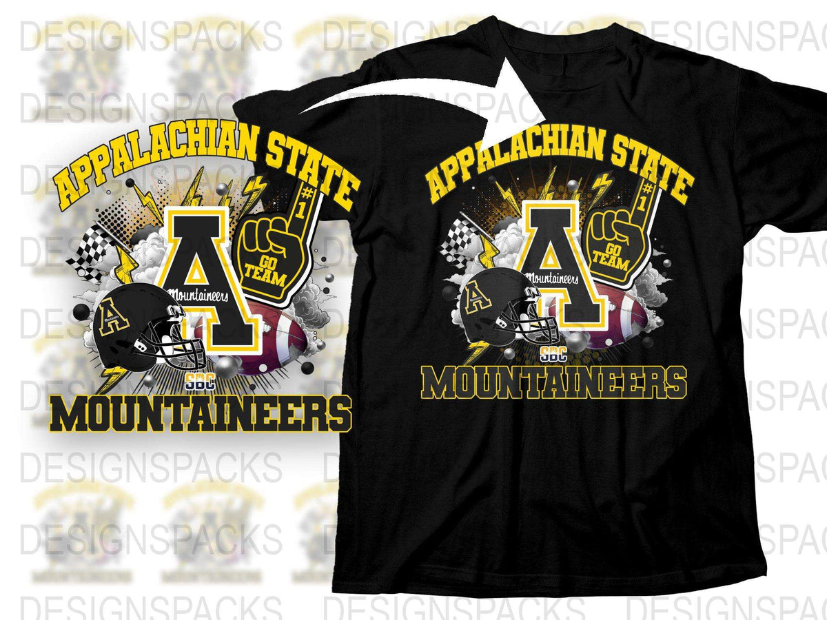 Appalachian State Mountaineers T-Shirt, College Football Graphic Tee, Sports Fan Apparel, Black Cotton Shirt