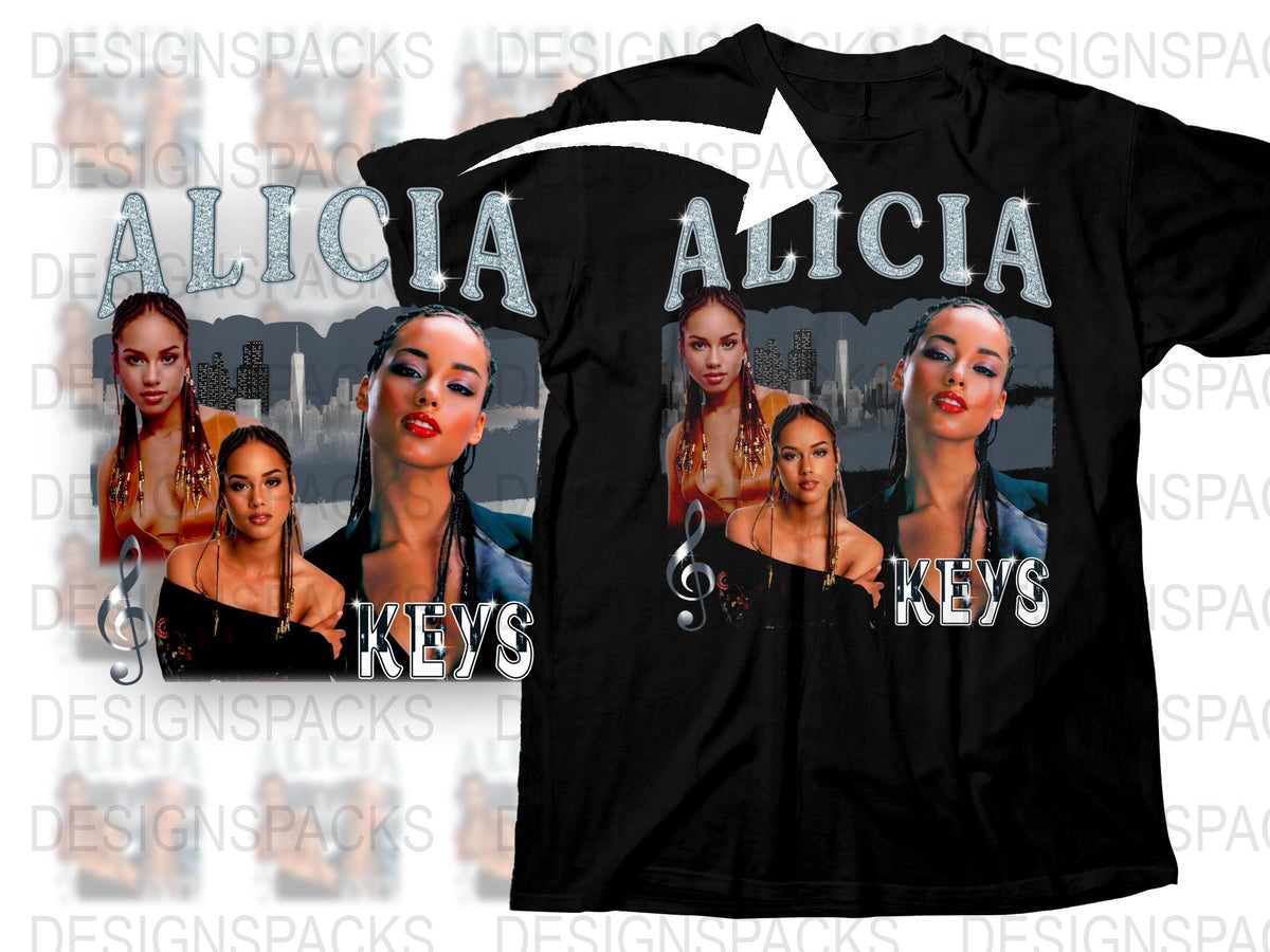 Alicia Keys Graphic T-Shirt, Vintage Pop Music Tee, Female Artist Fan Merch, Custom Celebrity Shirt Design, Gift for Music Lovers