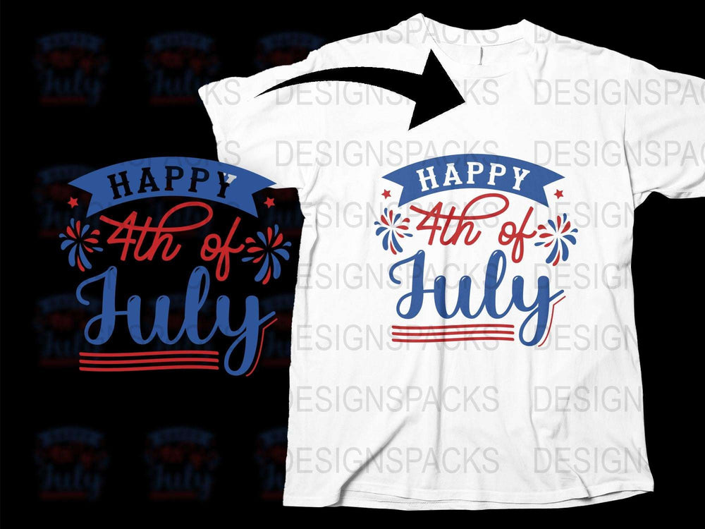 Happy 4th of July T-Shirt, Patriotic Fireworks Graphic Tee, Independence Day Celebration Wear, Unisex American Flag Design Shirt