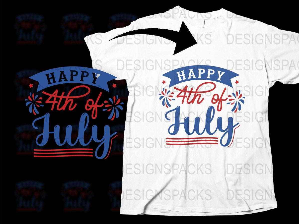 Happy 4th of July T-Shirt, Patriotic Fireworks Graphic Tee, Independence Day Celebration Wear, Unisex American Flag Design Shirt