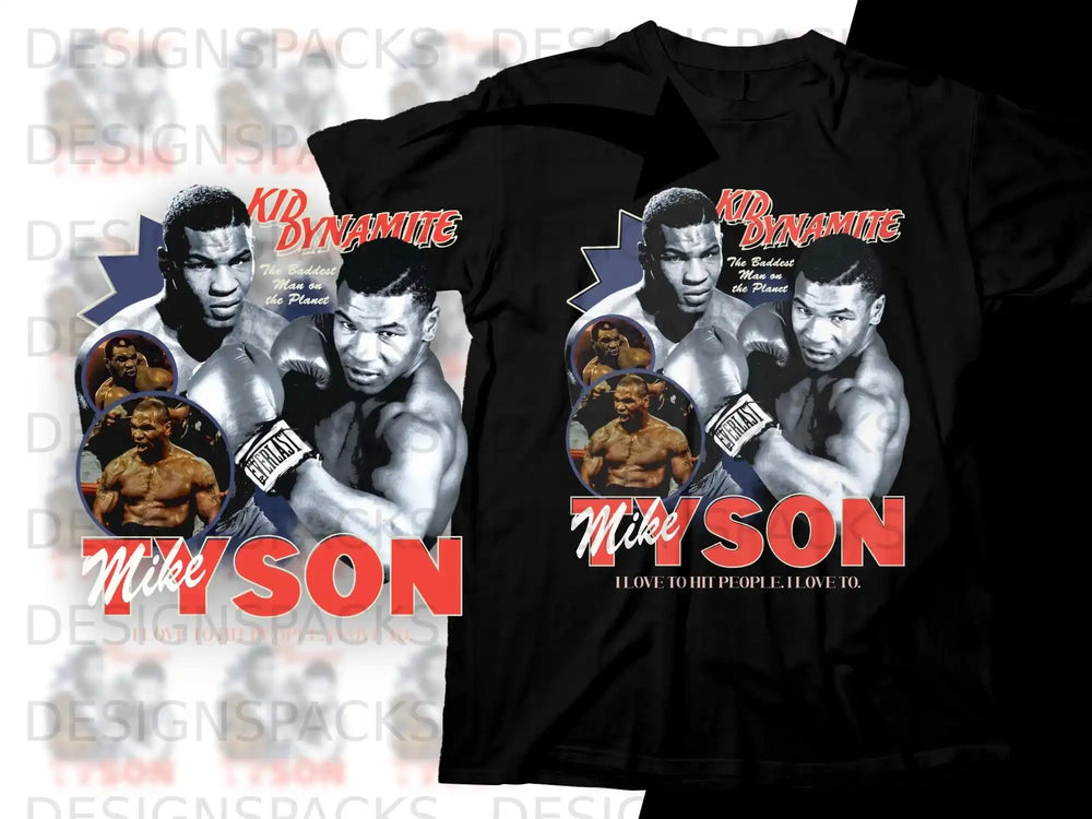 T-shirt featuring boxer Mike Tyson and "Kid Dynamite" text.