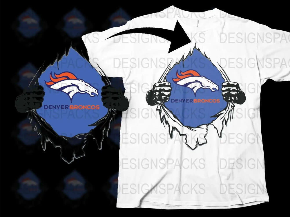 Denver Broncos Themed T-Shirt, Claw Ripping Design, Sports Fan Apparel, NFL Team Gear