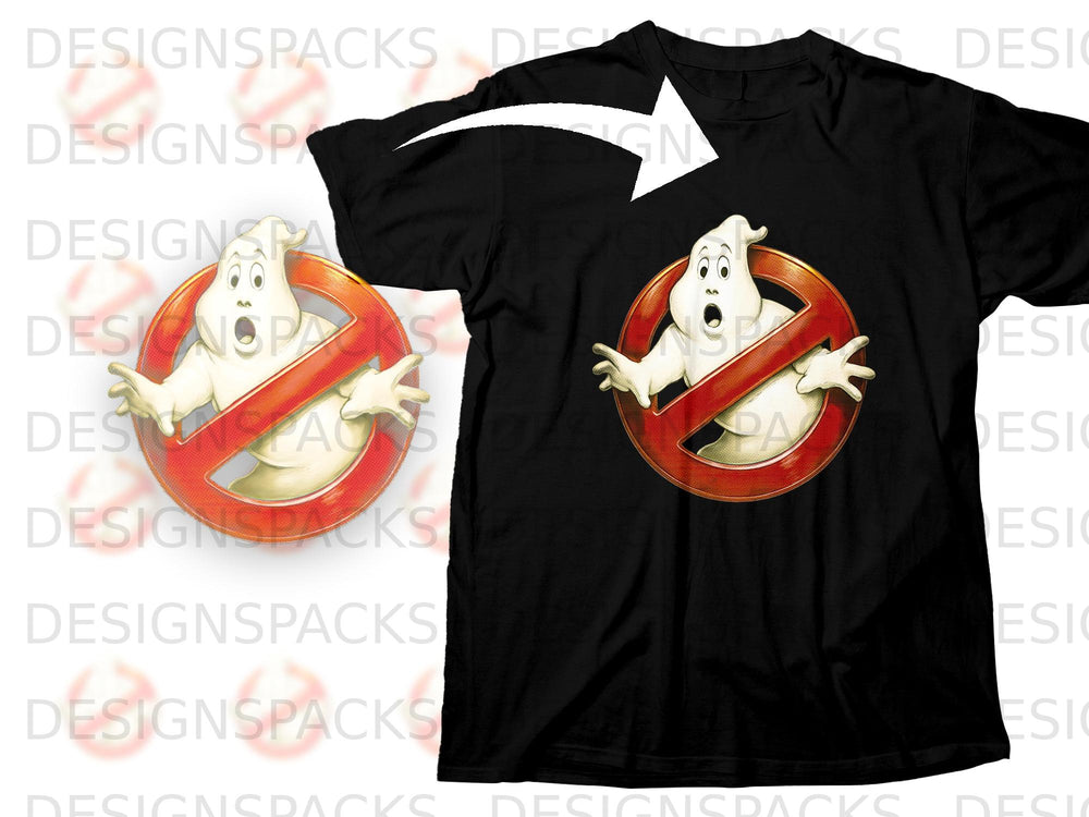 Black t-shirt featuring the Ghostbusters logo with a distressed white ghost.