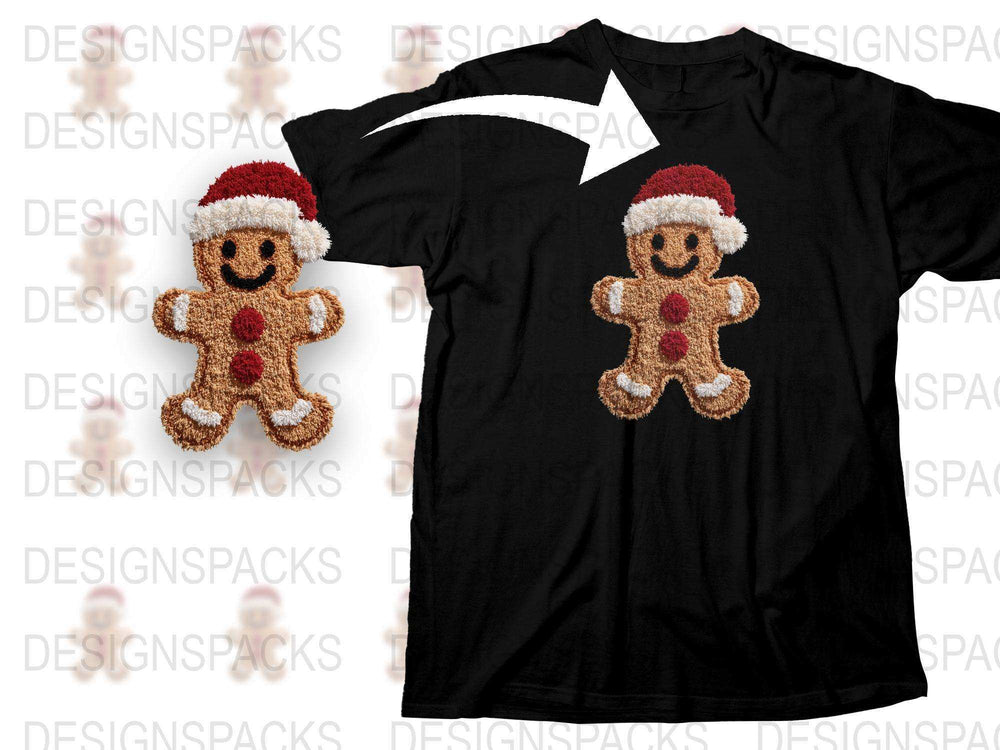 Christmas Gingerbread Man T-Shirt, Festive Holiday Apparel, Cute Santa Hat Graphic Tee, Unisex Winter Clothing