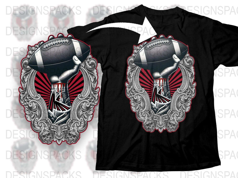 Men's Football Graphic T-Shirt, Athletic Sports Tee, Black with Silver Design, Casual Wear, Gift for Sports Fans