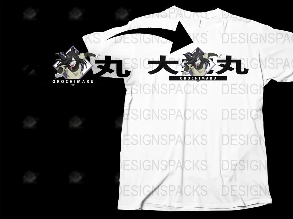 Orochimaru Anime T-Shirt, Japanese Writing Snake Character Tee, Unisex Graphic Shirt, Manga Fan Gift Idea